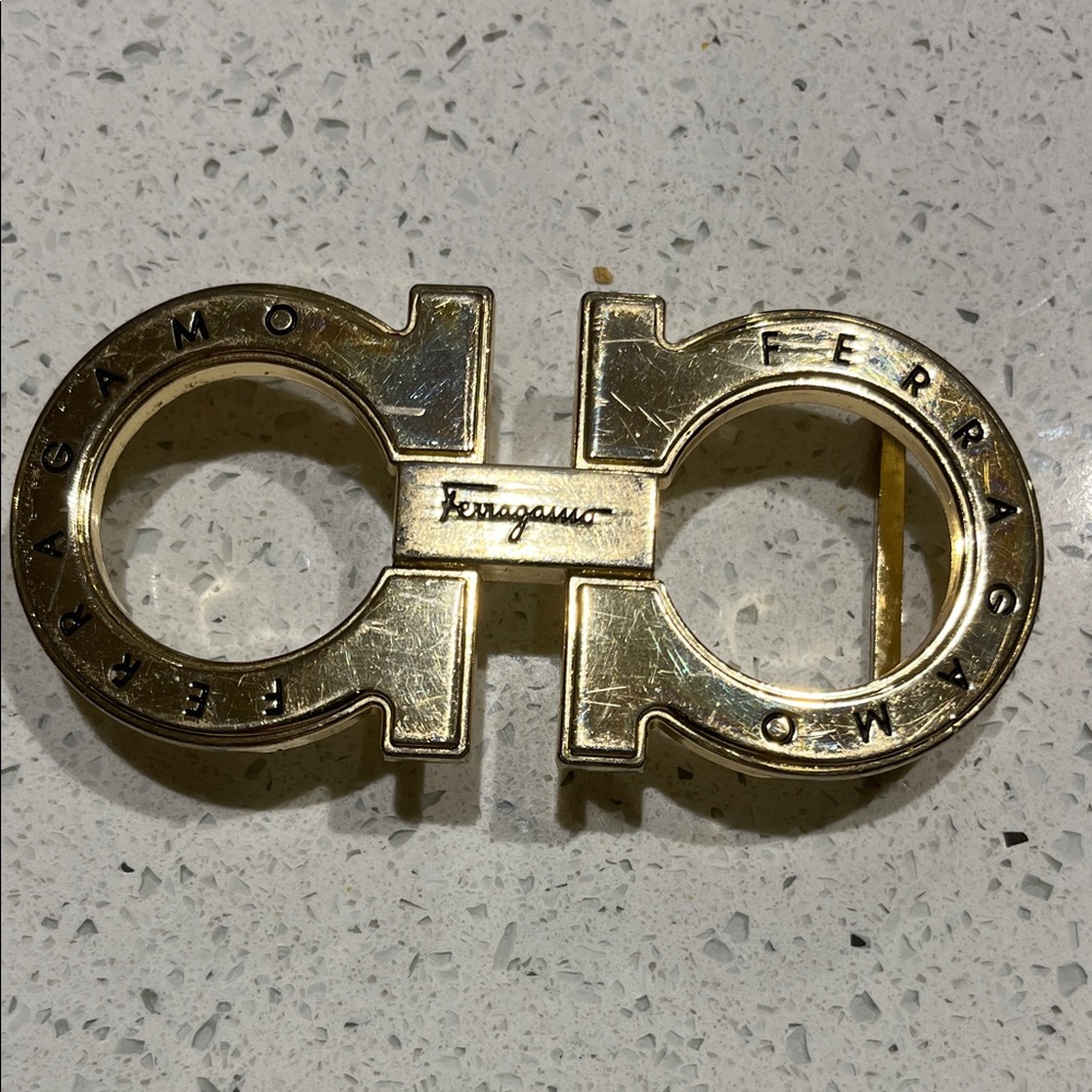 Salvatore Ferragamo Gold Double Gancini Buckle